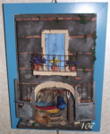 Quadro in rilievo, facciata con barca