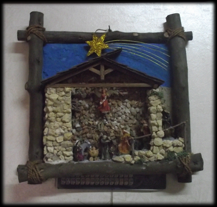 Presepe con Cornice, Tronchetti Legno