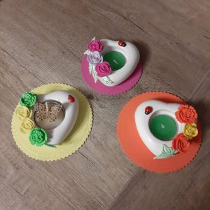 portacandele a cuore in ceramica