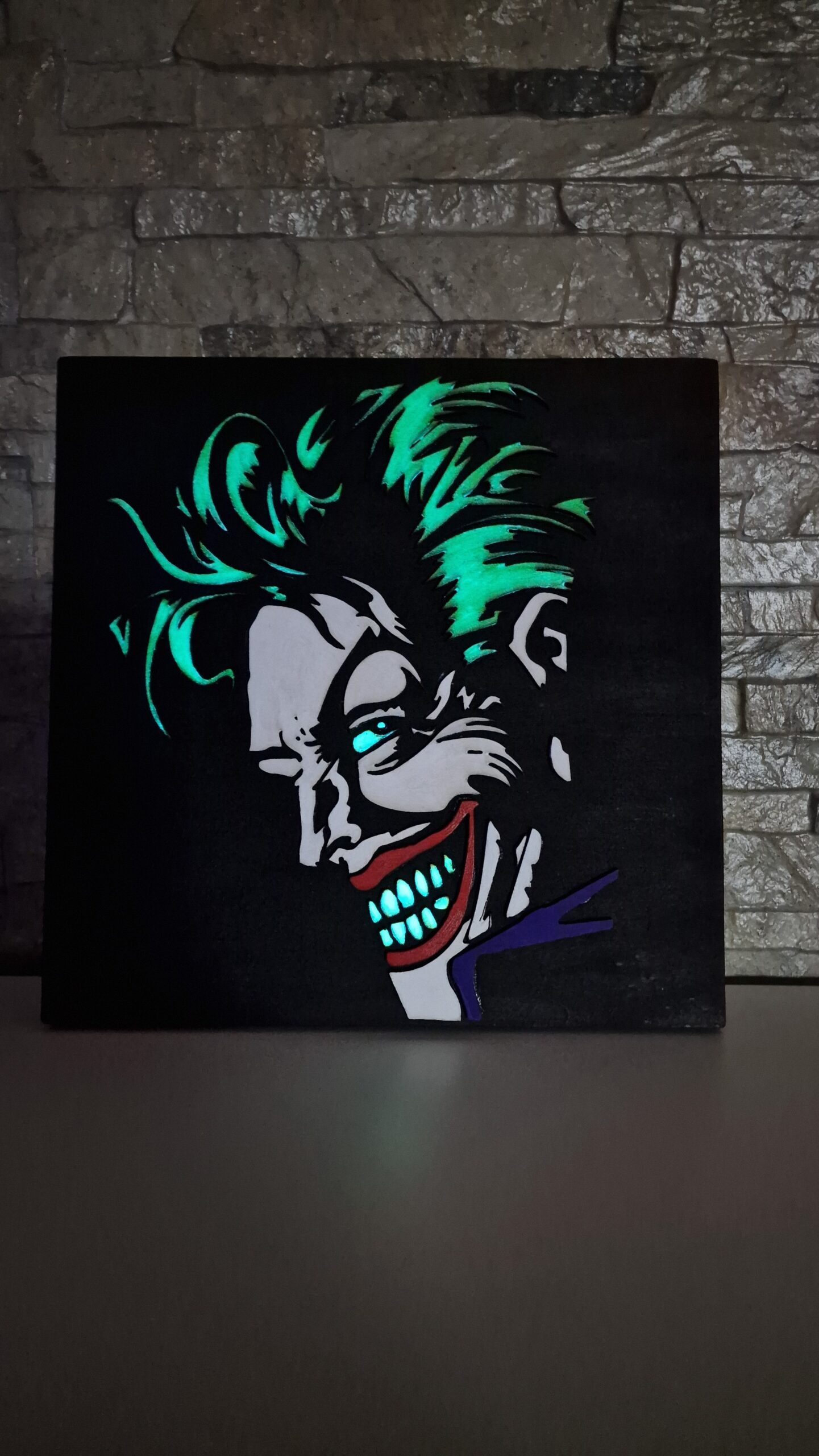 Quadro Pop Art in Legno Joker Fosforescente 